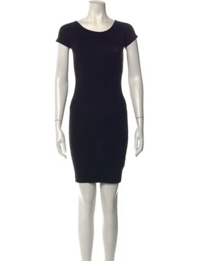 Pre-owned Philipp Plein Crew Neck Mini Dress In Black