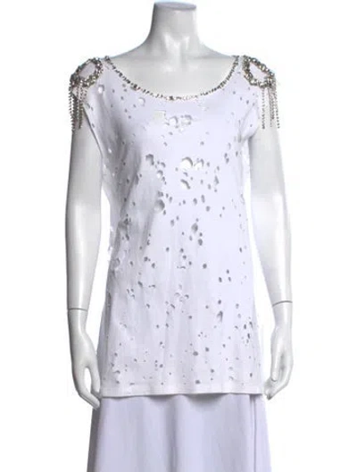 Pre-owned Philipp Plein Crew Neck Short Sleeve T-shirt In White