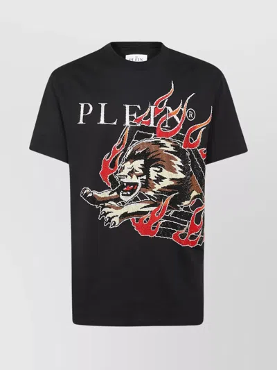 Philipp Plein Crew Neck T-shirt Graphic Print In Black
