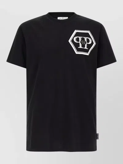 Philipp Plein Crew Neck T Shirt Hexagon Motif In Black
