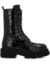 Philipp Plein Croc-effect Leather Boots In Black