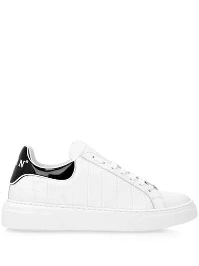 Philipp Plein Crocco Big Bang Sneakers In White