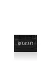 Philipp Plein Crocco Printed Leather Credit Cards Holder Gothic Plein In Black