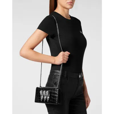Philipp Plein Crocco Printed Small Shoulder Bag Women In Black