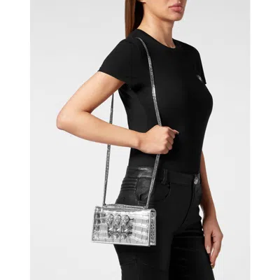 Philipp Plein Crocco Printed Small Shoulder Bag Women In Silver