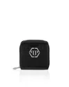 Philipp Plein Croco Embossed Mini Round Zip Wallet