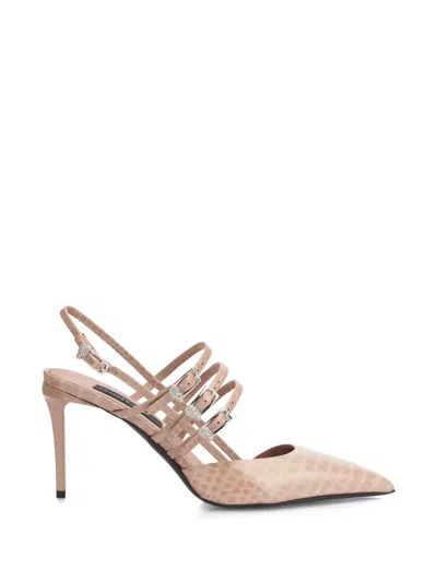 Philipp Plein Croco-print Buckled Pumps In Pink