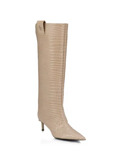 Philipp Plein Croco-print Logo Boots In Neutral