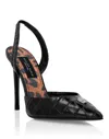 Philipp Plein Crocodile Effect Slingback Pumps In Black