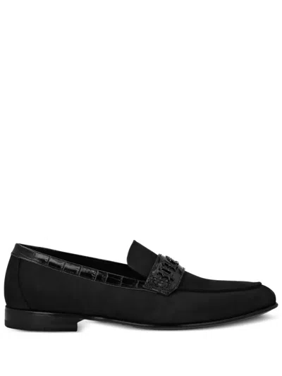 Philipp Plein Crocodile-effect Leather Loafers In Black