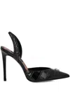 Philipp Plein Crocodile Effect Slingback Pumps In 黑色