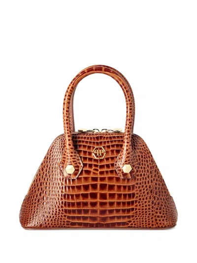 Philipp Plein Majestic Cocco Shiny Shoulder Bag In Brown