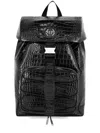 Philipp Plein Crocodile-embossed Leather Backpack In Black