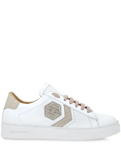 Philipp Plein Crocodile-print Sneakers In White