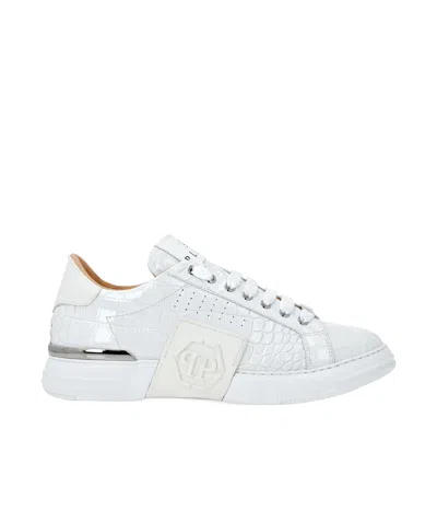Philipp Plein Crocodile-print Sneakers In White