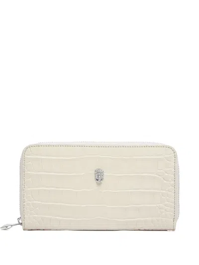 Philipp Plein Crocodile-print Wallet In Neutral