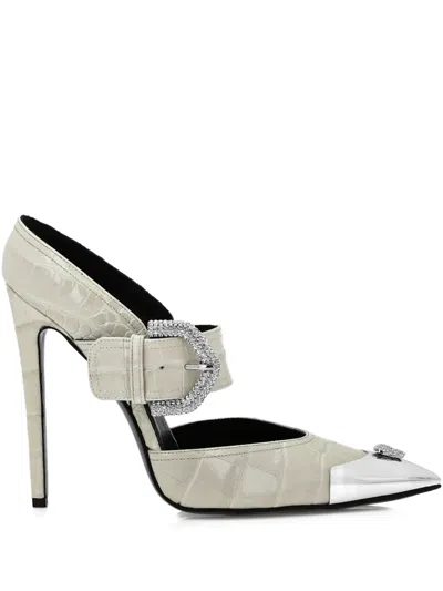 Philipp Plein Crocodile-embossed Heeled Pumps In Neutral