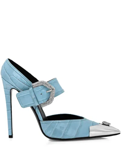 Philipp Plein Crocodile-embossed Pumps In Blue