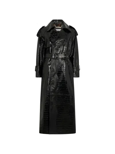 Philipp Plein Crocodile-print Trench Coat In Black