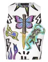 Philipp Plein Monogram Tattoo Crop Top In White
