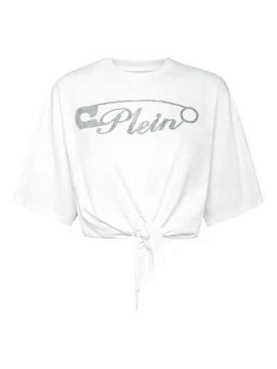 Philipp Plein Cropped Cotton T-shirt In White