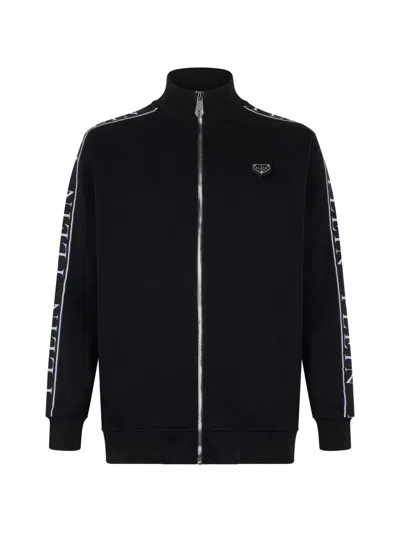 Philipp Plein Cropped Denim Jacket All-over Roses In Black