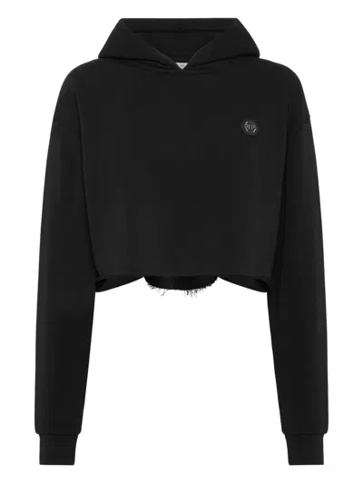 Philipp Plein Cropped Hoodie In Black