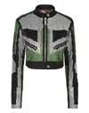 Philipp Plein Cropped Leather Biker Jacket Strass