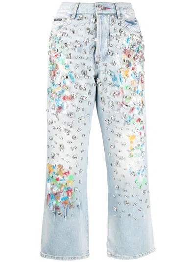 Philipp Plein Verzierte Jeans In Blue