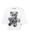 Philipp Plein Cropped Round Neck T-shirt 3d Teddy In White