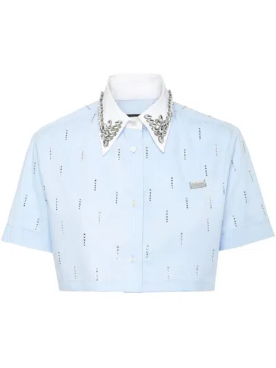 Philipp Plein Cropped Shirt In Blue