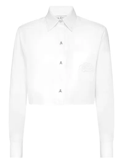 Philipp Plein Cropped Shirt In White