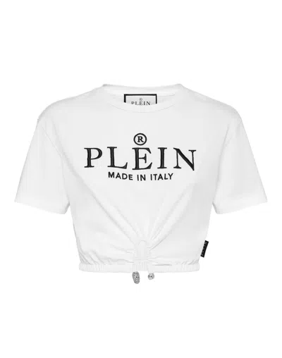 Philipp Plein Cropped-t-shirt Mit Stickerei In White