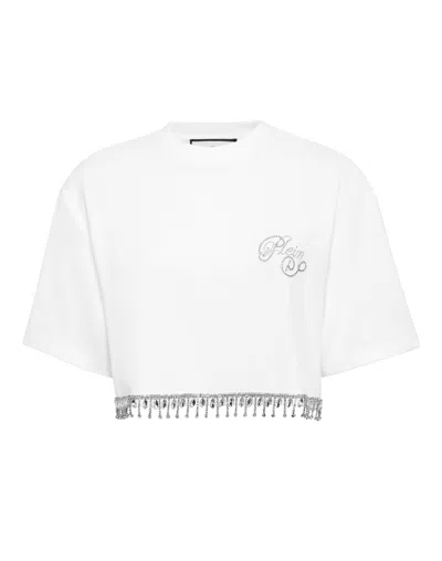 Philipp Plein Cropped T-shirt Signature In White