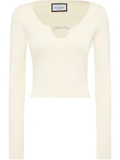 Philipp Plein Cropped Top In White
