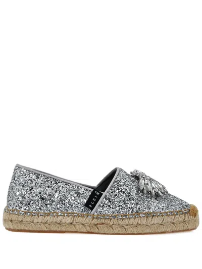 Philipp Plein Crystal-appliqué Glittered Espadrilles In Multi