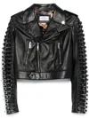 Philipp Plein Leather Jacket Crystal Skull In Black