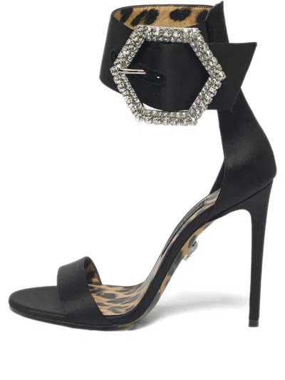 Pre-owned Philipp Plein Crystal-buckle Sandals In Black