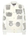 Philipp Plein Crystal College Bomber With Leather Sleeves Patches