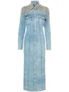 Philipp Plein Crystal-embellished Denim Maxi Dress In Blau