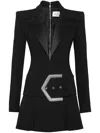 Philipp Plein Crystal-embellished Belted Minidress In Black