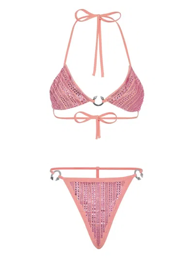 Philipp Plein Crystal-embellished Bikini In Pink