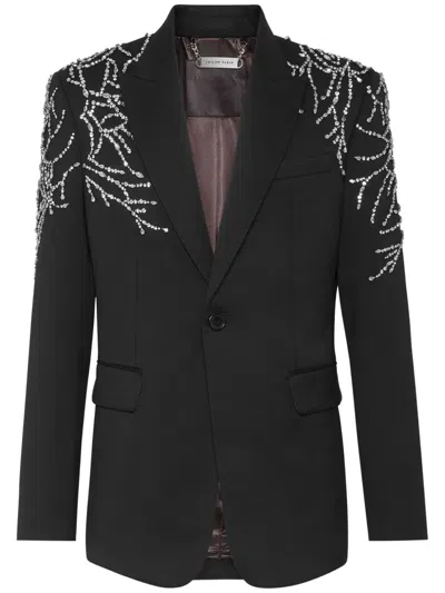 Philipp Plein Crystal-embellished Blazer In Black