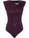Philipp Plein Crystal-embellished Bodysuit In 紫色