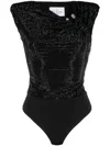 Philipp Plein Crystal-embellished Bodysuit In Black