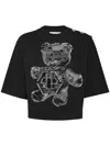 Philipp Plein Cropped Round Neck T-shirt 3d Teddy In Black