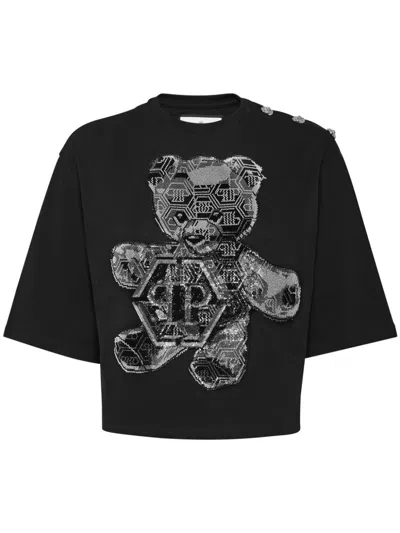 PHILIPP PLEIN CRYSTAL-EMBELLISHED COTTON T-SHIRT