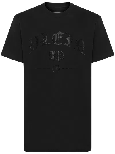 Philipp Plein Crystal-embellished Cotton T-shirt In Black