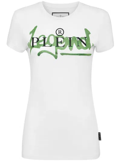 Philipp Plein Crystal-embellished Cotton T-shirt In White