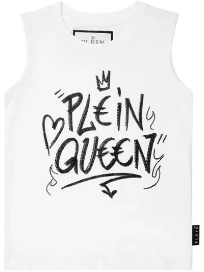Philipp Plein Kids' Crystal-embellished Cotton T-shirt In White
